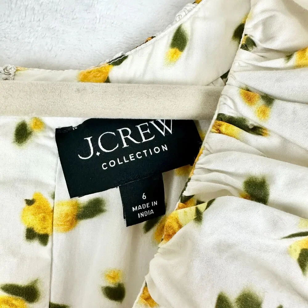 J.Crew Collection Cecily Dress in Budding Rose Print Size 6 Midi Length Pockets - Picture 9 of 10